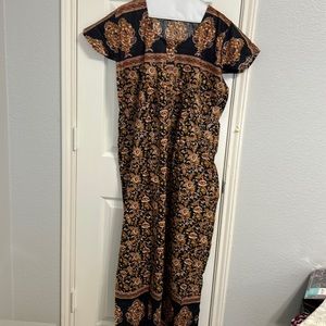 Nightgown sleepwear cotton printed pattern  in black and brown lounge wear NWOT